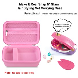 Elonbo Carrying Case for Make It Real Snap N' Glam Hair Styling Set, Girls Hair Styling Tool Storage Bag, Butterfly Gem Travel Organizer, Pocket fits Reusable Bead Clips, Gems Accents, Dark Pink