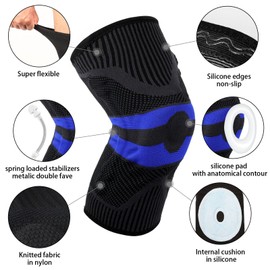 MILAIUN Knee Brace Pack of 2, Knee Supports Men Women with Side Stabilisers & Patella Gel Pad, Compression Knee Support, Bandage Knees, Orthosis, Strength Sports, Meniscus (M)
