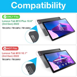 ProCase Compatible con Lenovo Tab M10 Plus 10.6 pulgadas 3ª generación 2022, resistente a prueba de golpes, funda protectora giratoria de 360 grados, color negro