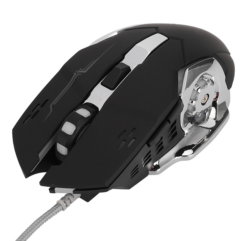 Mechanical Wire Game Mouse Mute USB Black 4-Way Roller Desktop