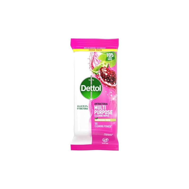 Dettol Antibacterial Cleaning Wipes Pomegranate & Lime 105s