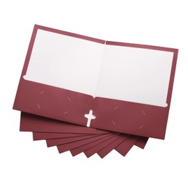 10 Pack Two Pocket Folders, Burgundy, Strong Thick Paper Folders, for Letter Size, by ACTIVITYya