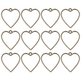 PATIKIL Open Bezels for Resin, 60 Pcs Alloy Heart Shape Open Back Frame Pendants DIY for Necklace, Bracelet, Earring Making and Crafting, White