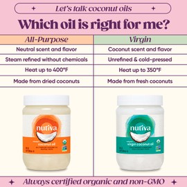 Nutiva Organic Cold-Pressed Virgin Coconut Oil - Perfect for Cooking, Healthy Skin, and Hair - Great for Vegan, Paleo, and Keto Diet - Non-GMO and Fair Trade - 29 Fl Oz - 1 Pack