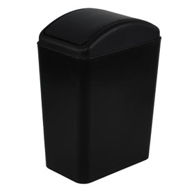 Innouse 16 L/4 Gallon Black Plastic Garbage Bin, Slim Trash Can with Swing Lid, 1 Pack