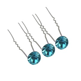 Weddecor 10pcs Turquoise Hair Pins with Large Diamante Rhinestone Crystal for Women Girls Curls and All Type of Hair Wedding Bridal Accessories
