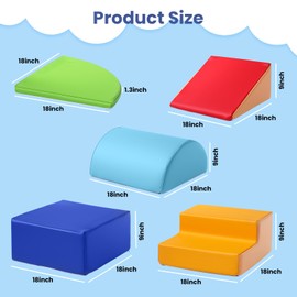 LOSEEF 5-Piece Soft Foam Baby Climbing Blocks, PU Leather Climbing Toys for Toddlers Indoor, Waterproof Foam Play Gym Climber Structures for Toddler 1-3, Indoor Climb and Crawl Activity Play Set