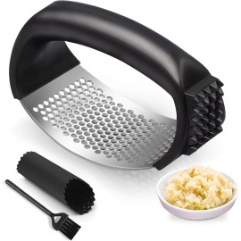 Pomyter Garlic Press Rocker, Stainless Steel Garlic Mincer and Garlic Crusher