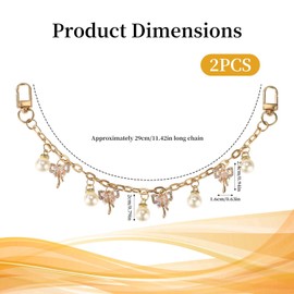 2pcs Fashionable Pearl Handbag Charm for Women, Pink Bow Pearl Pendant Purse Chains Replacement Extension Chain for Crossbody Bags Decorations