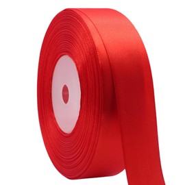 TANG SONG 1" Solid Satin Ribbon 50 Yards Roll for Wedding Details Crafting Projects Sewing Projects Gift Wrapping (Red)