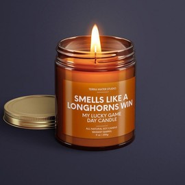 Smells Like A Longhorns Win | Texas Lucky Game Day Candle | Longhorns Gift | Texas Football Decor | Longhorns Candle - Size: 4 oz, Scent: Cinnamon Vanilla