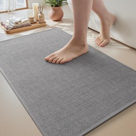 MontVoo Bath Mat Rug-Ultra Thin Non Slip Bath Mats for Bathroom Mat Quick Dry, Rubber Backing Washable Bathroom Rugs Fit Under Door, Absorbent Bath Rugs for Floor,20"x32",Grey
