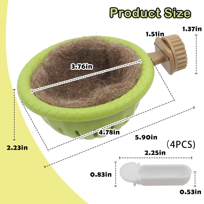 2-in-1 Bird Nest & Perch Set with 4 Hanging Food