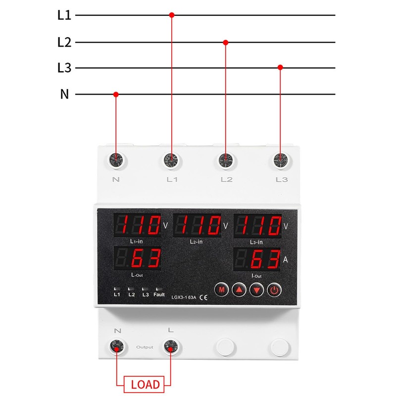 Automatic Transfer Switch, 3P 63A Automatic Switching Between Utility Power,