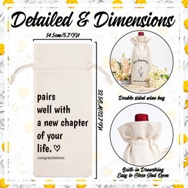 New Job Gifts for Women Men - Daisy Pairs Well With New Chapter Burlap Wine Gift Gag, Leaving Going Away Business Owner New Beginnings Farewell Gift for Coworkers Colleagues Friends Boss