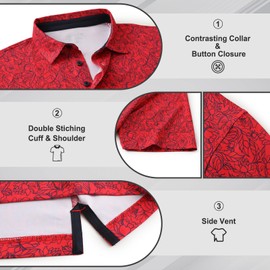 YAMXDM Golf Polo Shirts for Men - Print Moisture Wicking Quick Dry Polo Shirts for Men, Short Sleeve Collared Polo Shirts for Golf Tennis Casual Wear