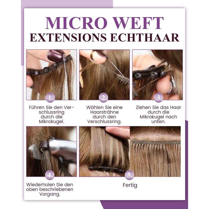 LaaVoo Microbead Real Hair Extensions Brown Blonde 45 cm Micro