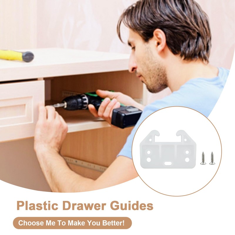 UBANU Drawer Slide Guides Bottom Mount, 12 Pack Plastic Drawer