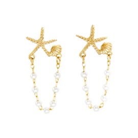 Gold Starfish Earrings for Women, Trendy Sea Shell Earrings, Beach Vacation Jewelry, Summer Outfits Accessories, Perfect Gifts for Women