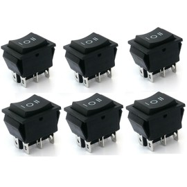 Switian 6Pcs 6-Terminals 3 Position ON/OFF/ON DPDT Boat Rocker Switch 16A 250VAC 20A 125VAC