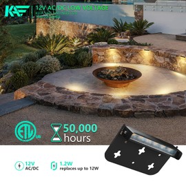Kaqur 4 Inch 1.2W LED Integrated Hardscape Paver Lighting,12V AC/DC Low Voltage Landscape Lights,Retaining Wall Lights,IP65 Outdoor Step Light,2700K Soft White,ETL Listed,50,000 Hours Lifespan,8-Pack