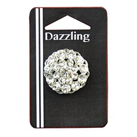 Belagio Enterprises 1-inch Round Rhinestone Button 1 Piece, Silver/Crystal