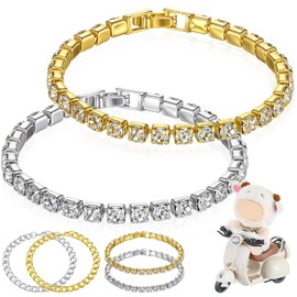 Liliaafar 2 Pcs Mini Doll Necklace Silver and Gold Sparkling Chains for Doll Clothing Accessories Fashion Plush Toy Jewelry for Plush Toy Lovers Fans Collectors (Chain Style)