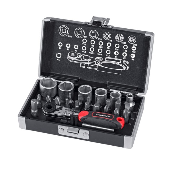 Rothewald Mini Ratchet Set, Inch 26 Pieces, Motorcycle Inch Board