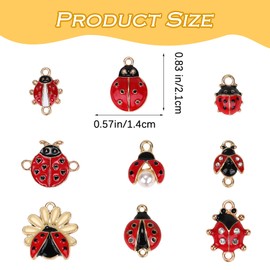 COGCHARGER 45Pcs Ladybug Connectors Charms Lady Beetle Links Pendant Ladybird Rhinestone Charms for Jewelry Bracelets Necklace Earrings Making DIY Craft Supplies