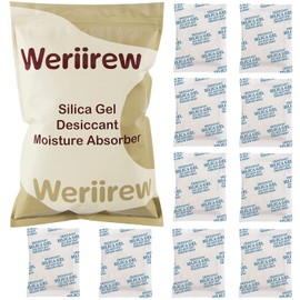Weriirew 10 Packets 50 Gram Silica Gel Sachet for Wardrobe, Food Grade Silica Gel Packets Desiccant Moisture Absorber for Clothing, Shoes, Socks, Camera, Food, Coffee, Tea, Jewelry