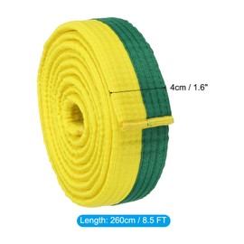 PATIKIL Taekwondo Coloured Rank Belt, 1.6 x 8.5 Ft 2.6 M Polyester Martial Arts Judo Karate Belt for Teaching Practice, Yellow/Green