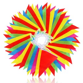 Vicloon Wimpelkette, 38M Wimpel Banner Mehrfarbig Wimpelkette 100 Dreieck Fahnen Dekoration Für Party Draussen Garten