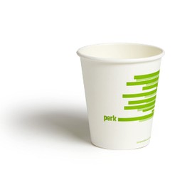 Perk Staples Compostable Paper Hot Cup, 10 Oz., White/Green