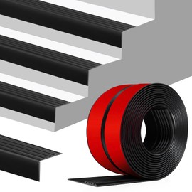 Stair Edge Trim Self Adhesive Stair Nosing Non-Slip Rubber Stair Edge Protector Vinyl Stair Nose Molding Trim Peel and Stick Anti-Slip Stair Edging for Indoor & Outdoor Use (Black, 4 in x 10 Ft)
