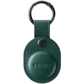 VULKIT AirTag Holder Keychain Full Coverage Protective Case Compatible with Air Tag, Nappa Leather