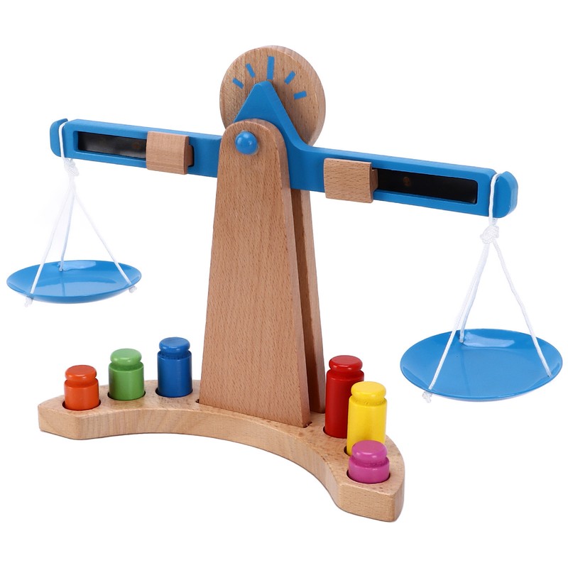 Wooden Weighing Scale Toy Set Educational Balancing Scale Toy Math