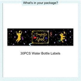 Congrats Grad Water Bottle Labels, College/Law School Graduation Party Water Bottle Stickers, Colored Ribbon Class of 2023 Celebration Party Supplies - 30pcs