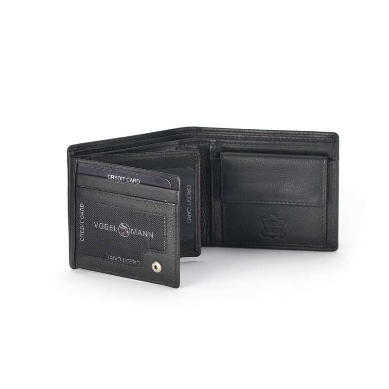 VOGELMANN Men's Leather Wallet, Men's Leather Wallet, Leather Wallet, black,