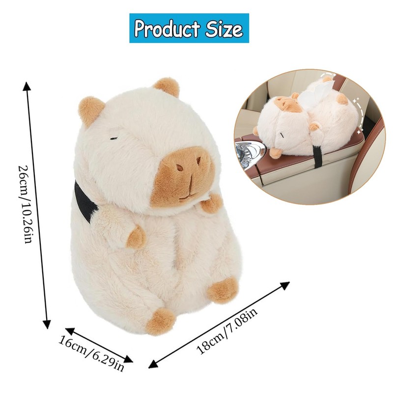 Yharnamite Car Tissue Holder, Capybara Plush Car Tissue Paper Holder,