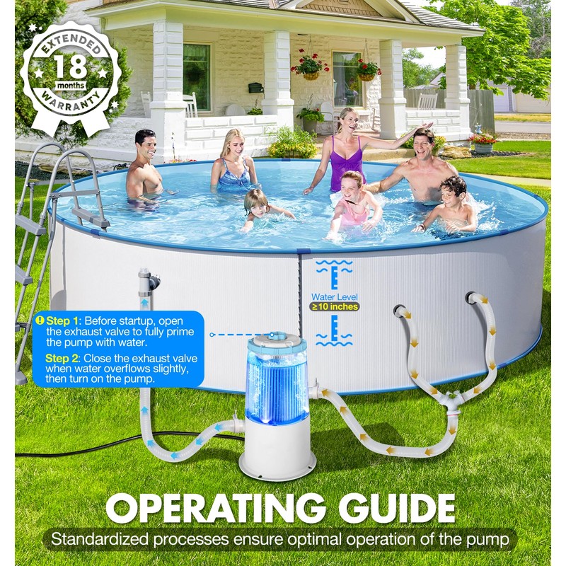 KimFilter Glowing 1000 GPH Above Ground Pool Filter Pump with