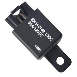 804-1A-C1-R2 Automotive Relay, 30A SPST NO, 4-Pin Quick-Connect w/Mounting Ears, Coil Suppression Resistor (R2), 1 Form A – for A/C Compressor, Headlamp, Horn, Fog Lamp Circuits