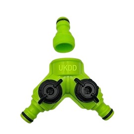 UKDD® Dual Tap Connector Comfort Grip Shut-Off Valves Hose Splutter Y Adapter Garden Outside Tap With 3/4 inch Male Thread Quick Connect