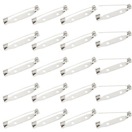 Yosawa 100 Pcs Brooch Pins，Bar Pins Backs Safety Clasp， Locking Pins Backs for DIY Crafts Name Tags Jewelry Making（32mm）