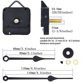 Long Shaft Clock Movement, 4/5 Inch Maximum Dial Thickness, 1-1/5 Inch Total Shaft Length