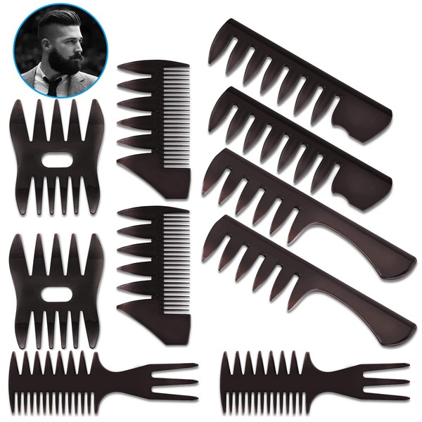 10 Pack Hair Comb Styling Set Barber Hair Stylist Accessories DanziX Professional Shaping Wet Pick Barber Brush Kit Wide Teeth Anti-Static Double Sided Texturizing Hair Comb for Men Boys