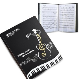 Sheet Music Folder (1 Pack), 40 Sleeves Display 80 Pages Spiral Binder Organizer for Music Stand, Sheet Music Holder for Guitar, Piano, Violin, Cello, Ukulele, Erhu, Harmonica, etc.