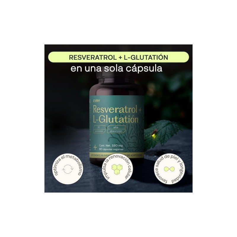 Resveratrol y Glutatión - Mezcla de Antioxidantes, Vitalidad y Energía