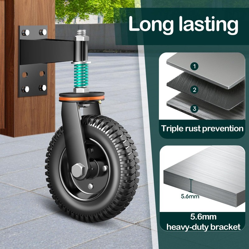 6 Inch Heavy Duty Gate Wheel, 650 lb Capacity, Fits