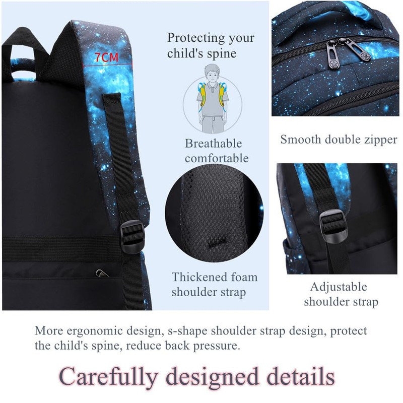 EKUIZAI Lattice Starry Geometric Print Backpack Elementary School Daypack Middle