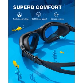 ZIONOR G1MINI Children's Swimming Goggles Polarised / Non-Polarised Comfortable Children's Swimming Goggles Anti Fog UV Protection Swimming Goggles for Girls and Boys (Years 6-14)